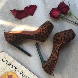 Sergio Zelcer Leopard Faux Platform Pumps